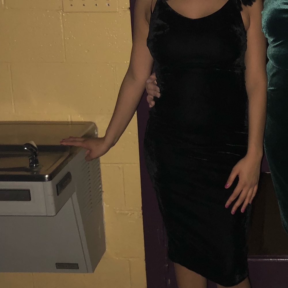 Long black velvet dress